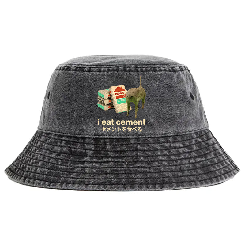 Animescollection I Eat Cement Washed Bucket Hat