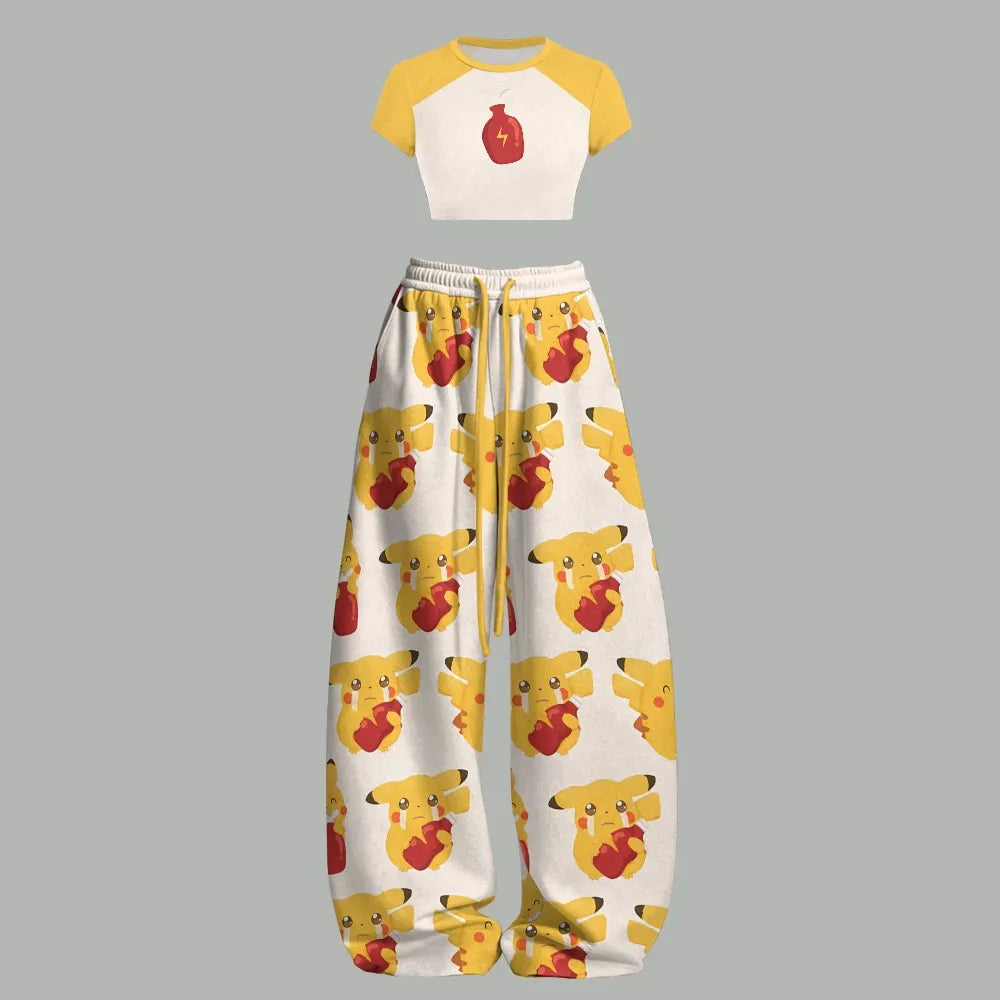 Pokémon Women's Crop Top and Elastic Waist Pants Set