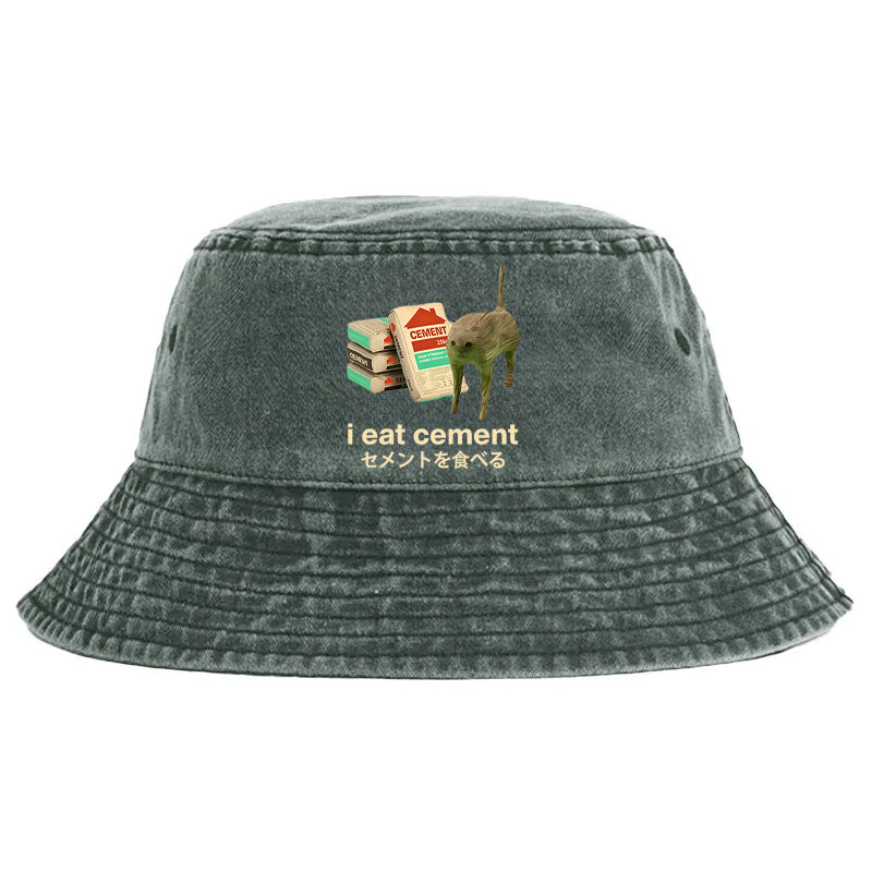 Animescollection I Eat Cement Washed Bucket Hat