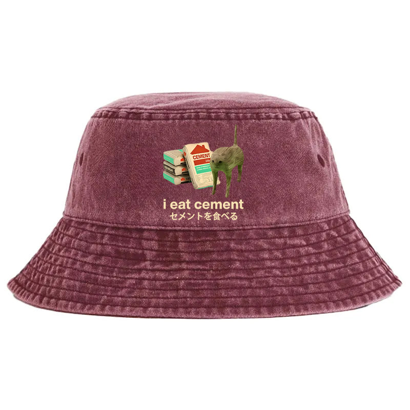 Animescollection I Eat Cement Washed Bucket Hat