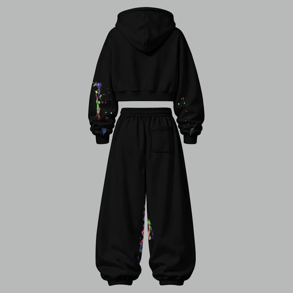 Pokémon Women's Cropped Long Sleeve Hoodie & High Waist Jogger Pants Two Piece Tracksuit Set