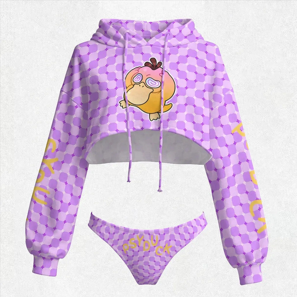 "Pokémon" Women's Cropped Hoodie & Thong Sets