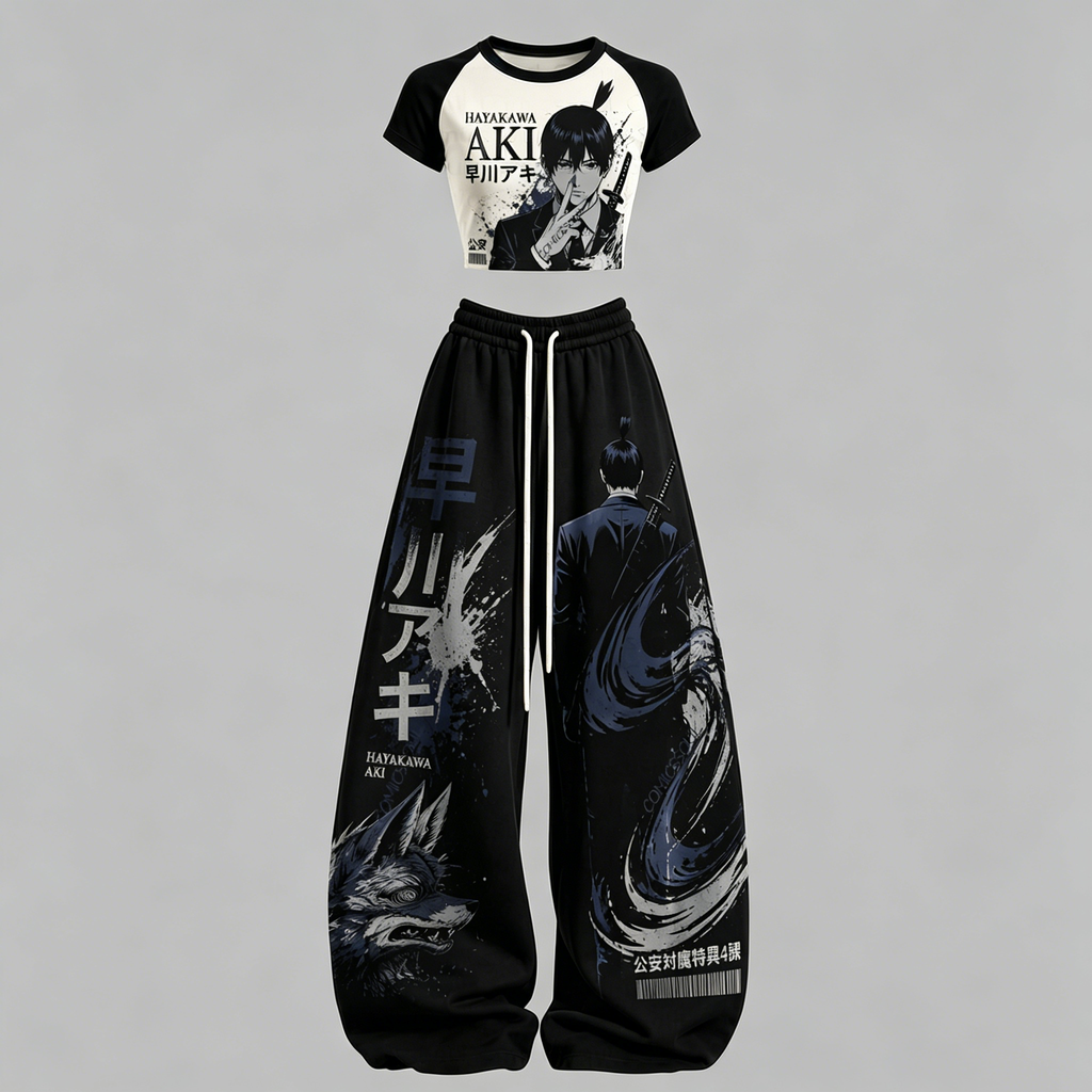 Chainsaw Man Top & Elasticated Trousers Two-Piece Set