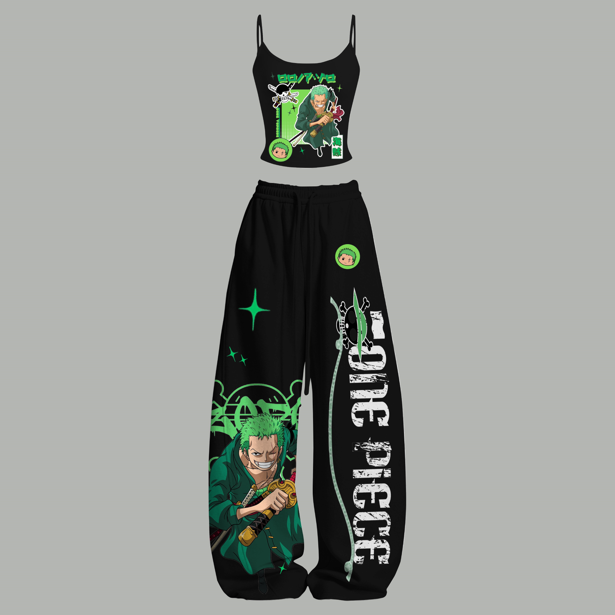 Animescollection One Piece Top & Elasticated Trousers Two-Piece Set