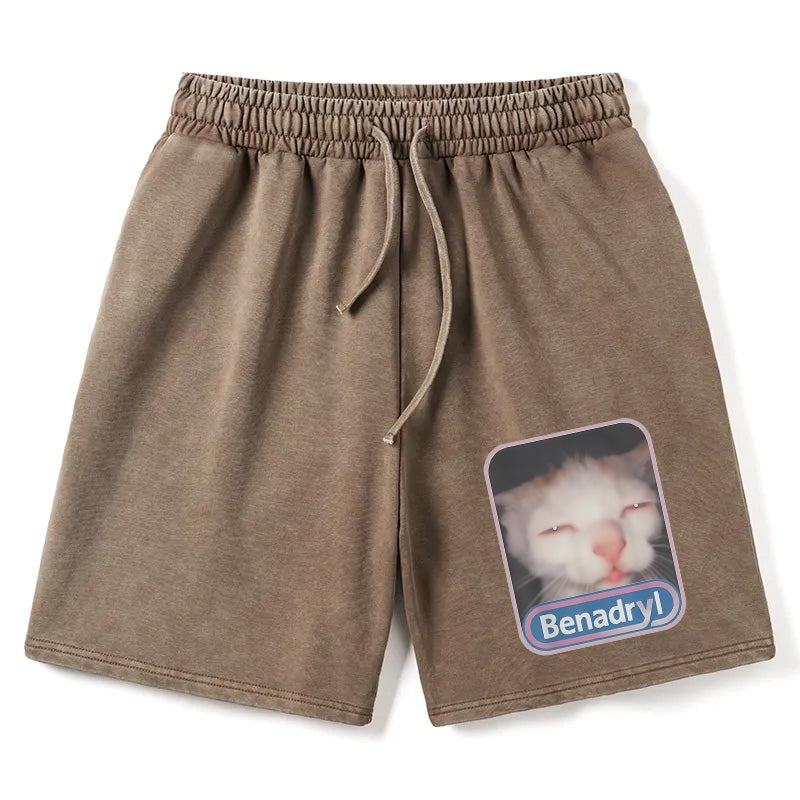 Animescollection Benadryl Meme Cat Washed Shorts