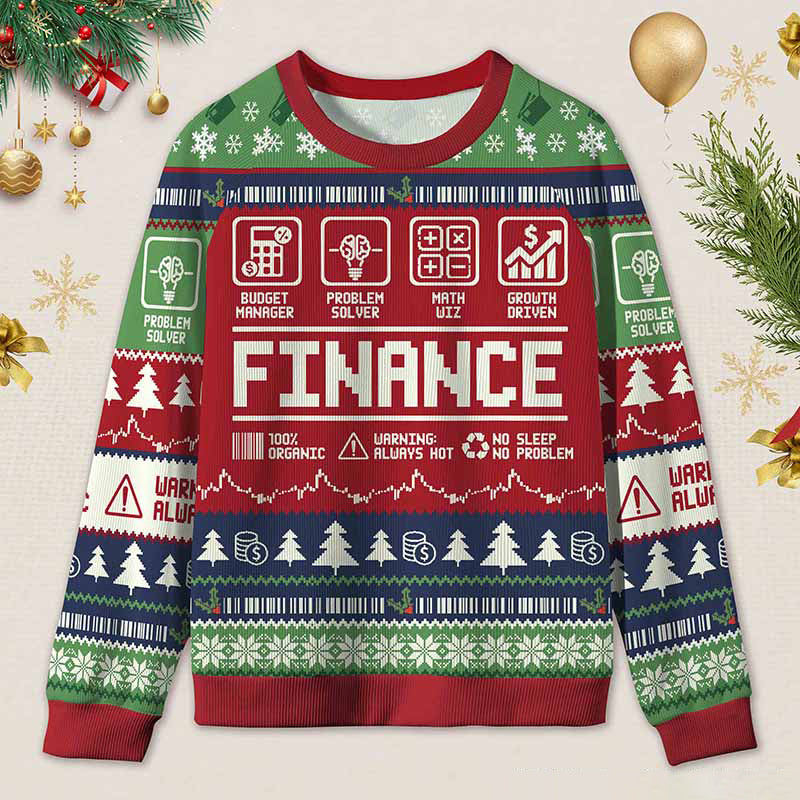 Personalized Funny Accounting Finance Ugly Christmas Sweater Gift for Accounting Finance Professionals