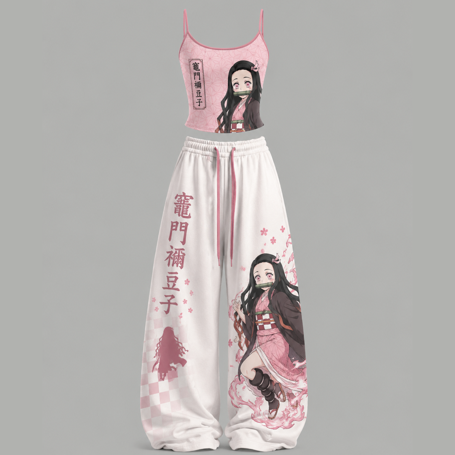 Animescollection Demon Slayer Top & Elasticated Trousers Two-Piece Set