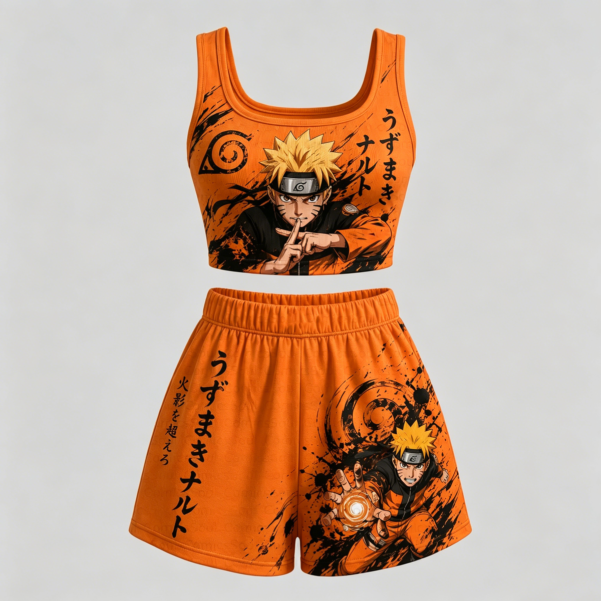 Animescollection Naruto Vest and shorts Two-Piece Set