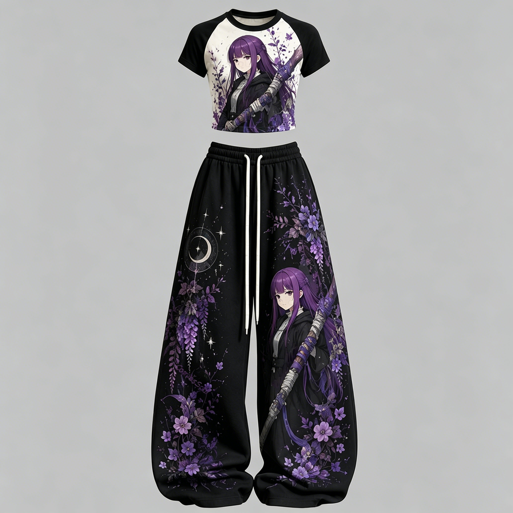 Frieren T-Shirt & Elasticated Trousers Two-Piece Set