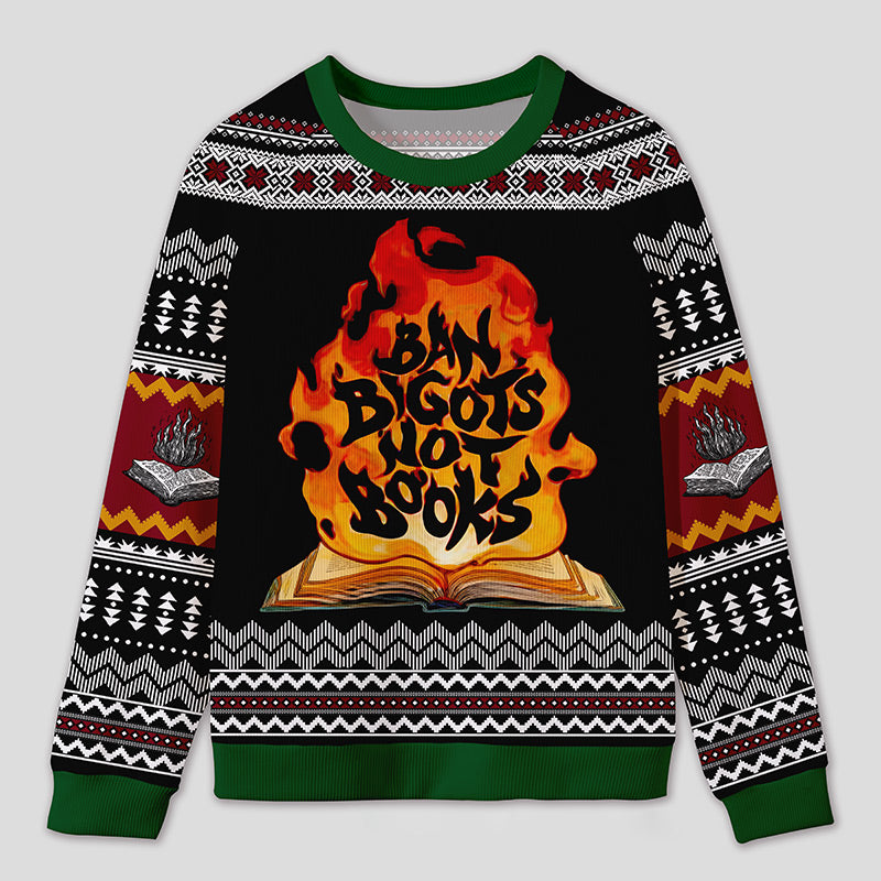 Personalized Anti Book Ban Humor Ugly Sweater Office Holiday Party Gift for Book Defenders
