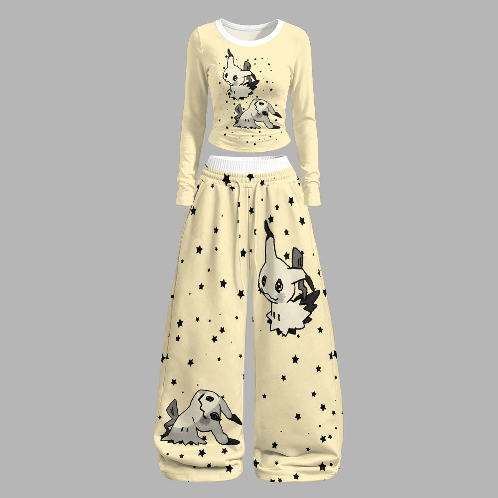 Pokémon Long-sleeved double-layer stretch pants set