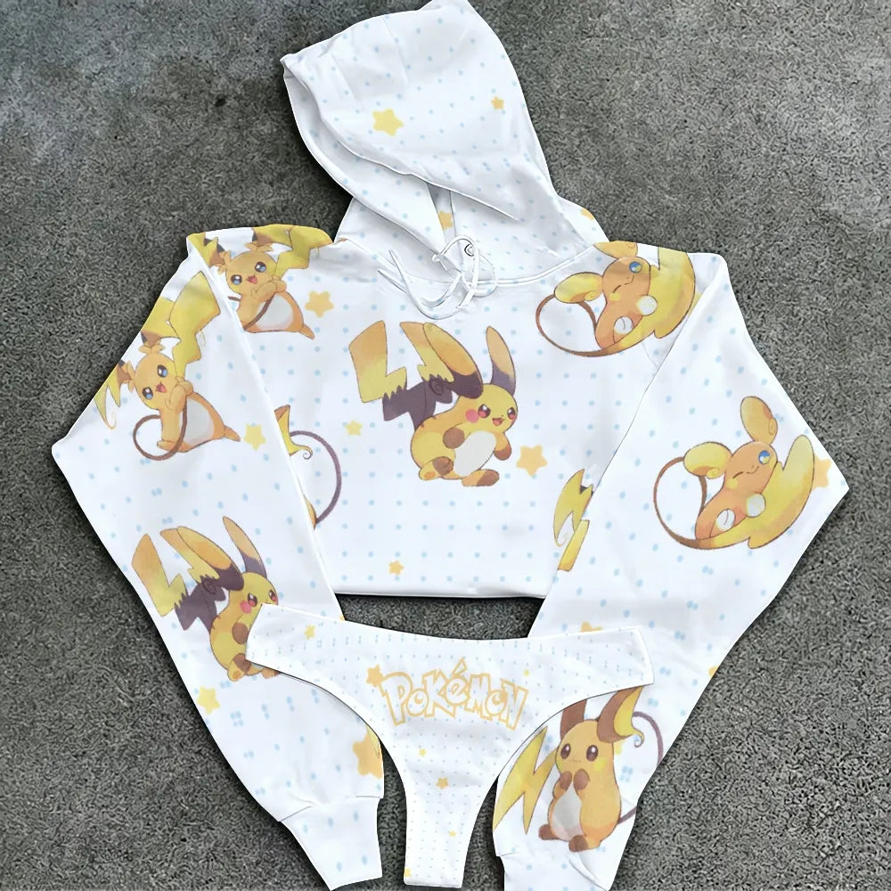 "Pokémon" Women's Cropped Hoodie & Thong Sets