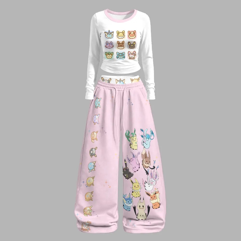 Pokémon Long-sleeved double-layer stretch pants set