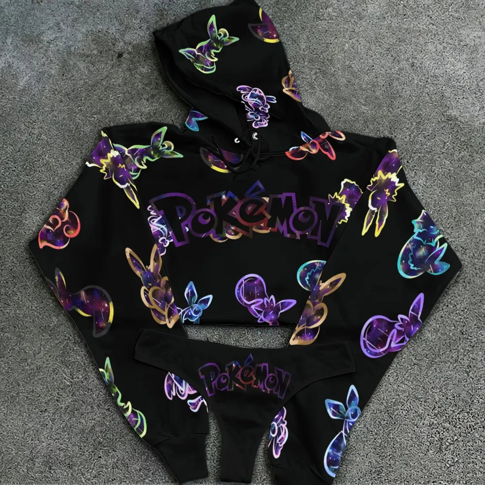 "Pokémon" Women's Cropped Hoodie & Thong Sets