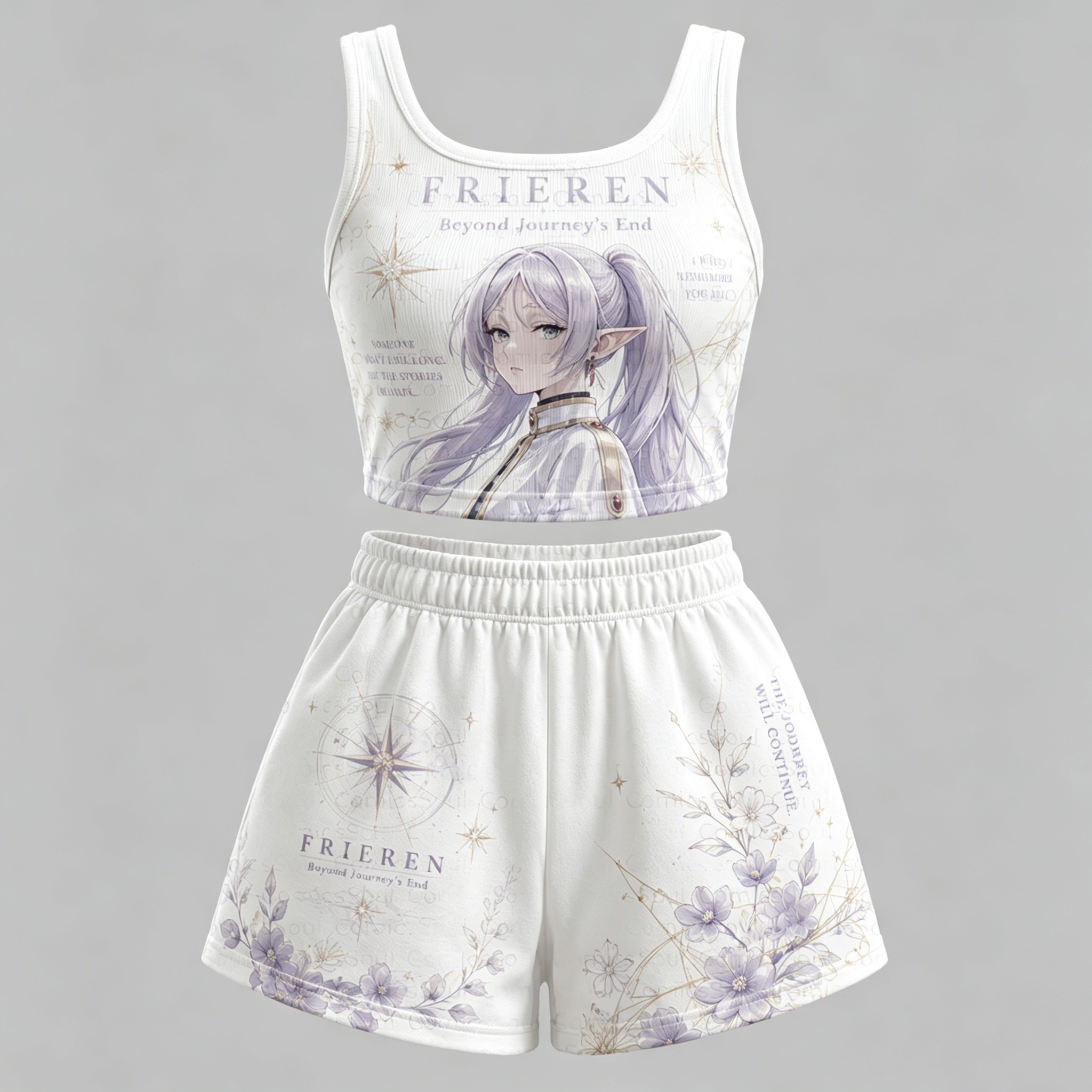 Animescollection Frieren Vest and shorts Two-Piece Set