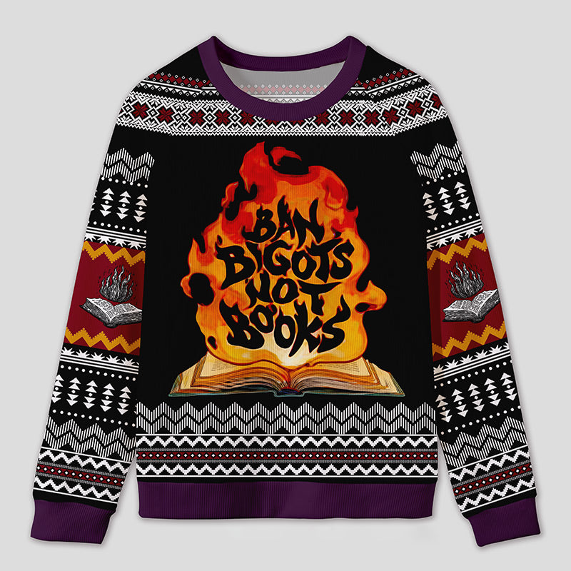Personalized Anti Book Ban Humor Ugly Sweater Office Holiday Party Gift for Book Defenders