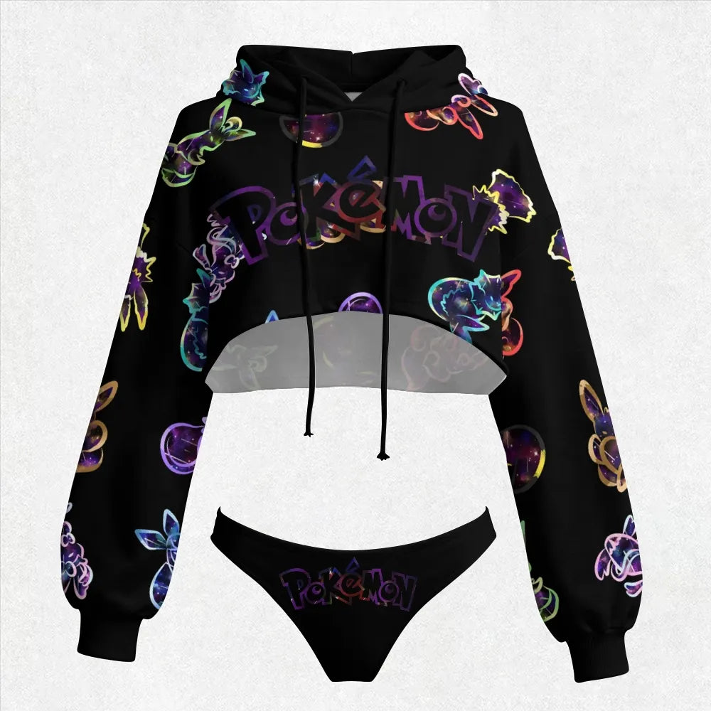 "Pokémon" Women's Cropped Hoodie & Thong Sets