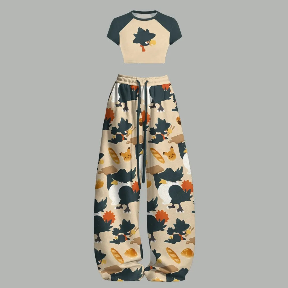 Pokémon Women's Crop Top and Elastic Waist Pants Set