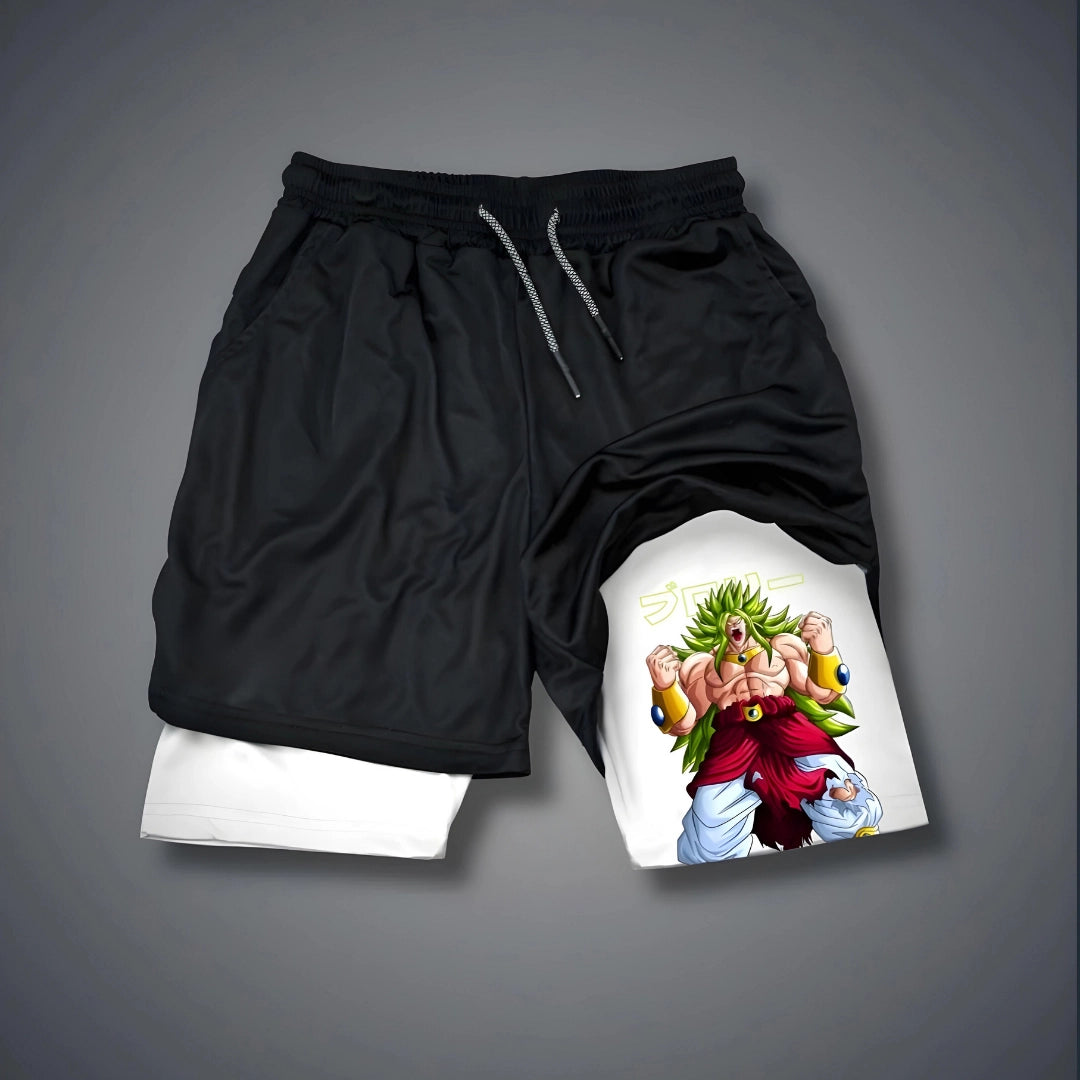 Dragon Ball Broly Print Men's All-In-One Fitness Shorts