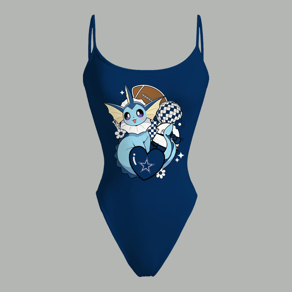 Dallas Cowboys X Pokémon Bodysuit  & Stretch Black Denim Shorts Two-Piece Set