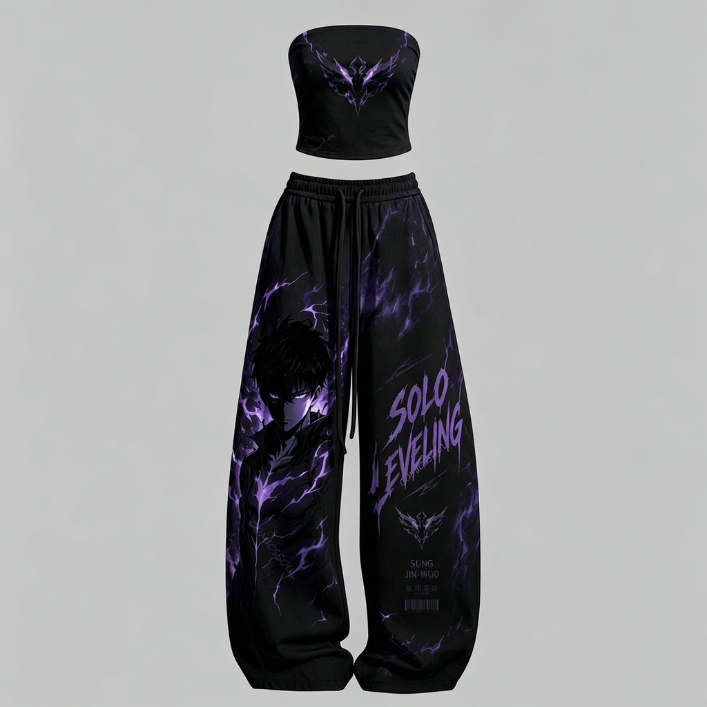 SOLO LEVELING Diaries Top & Elasticated Trousers Two-Piece Set