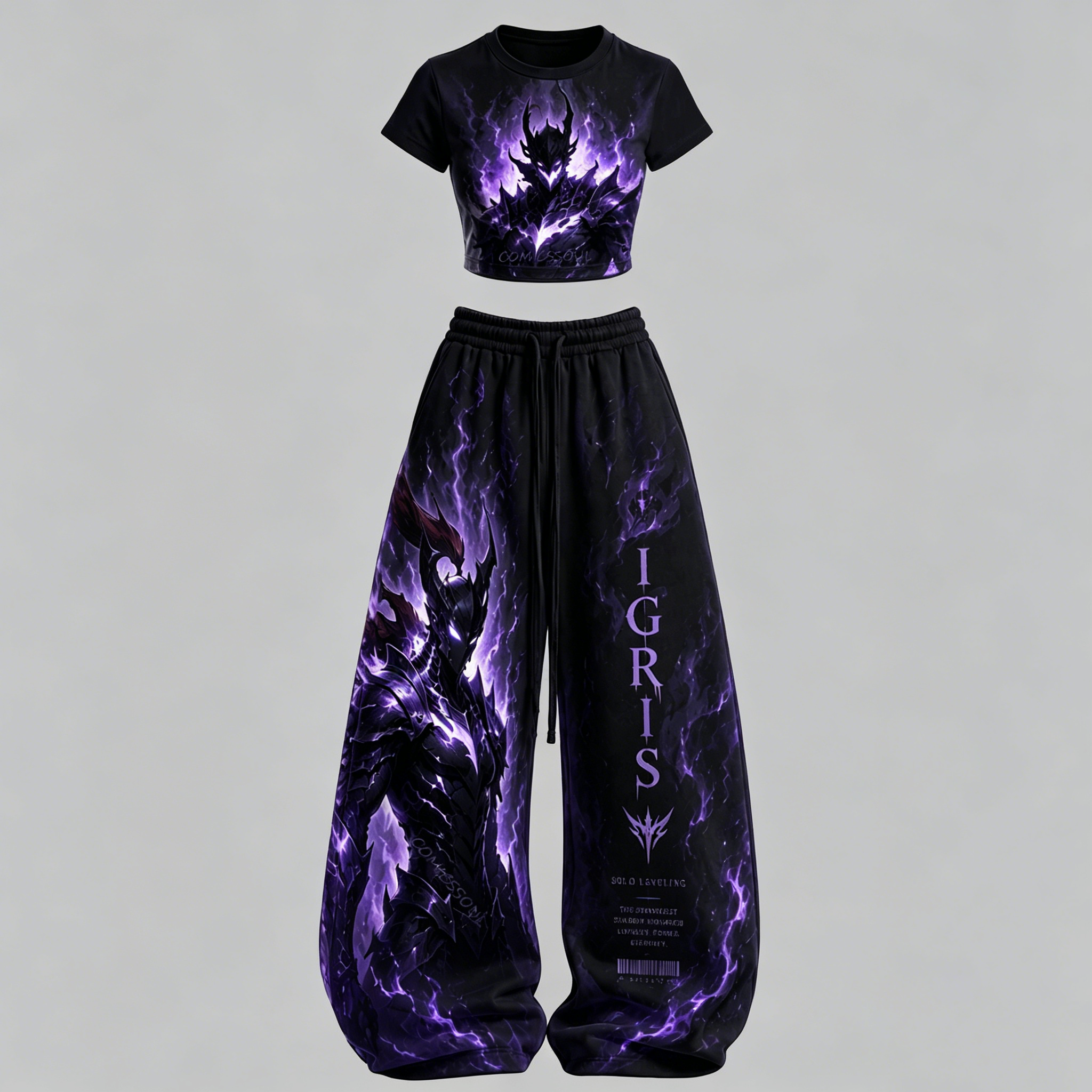SOLO LEVELING Diaries Top & Elasticated Trousers Two-Piece Set
