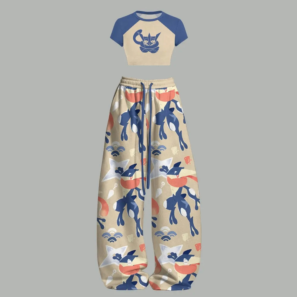 Pokémon Women's Crop Top and Elastic Waist Pants Set