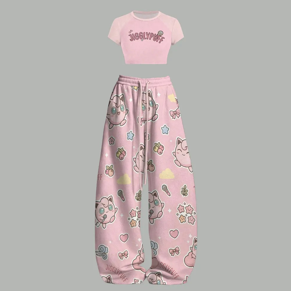 Pokémon Women's Crop Top and Elastic Waist Pants Set