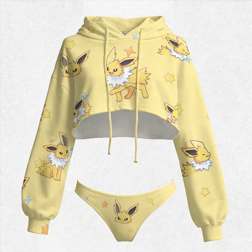 "Pokémon" Women's Cropped Hoodie & Thong Sets