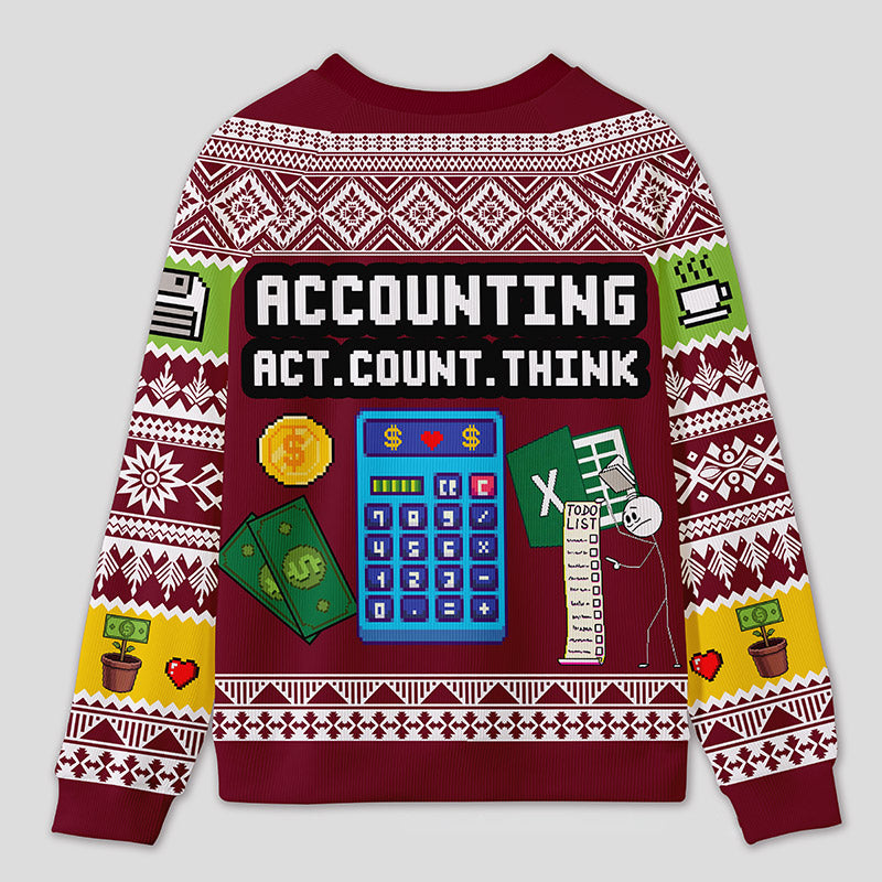Personalized Calculator Challenge Humor Ugly Sweater Office Holiday Party Gift for Accountants