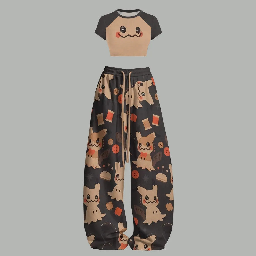 Pokémon Women's Crop Top and Elastic Waist Pants Set