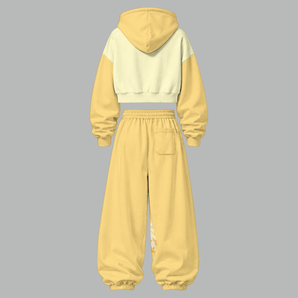 Pokémon Women's Cropped Long Sleeve Hoodie & High Waist Jogger Pants Two Piece Tracksuit Set