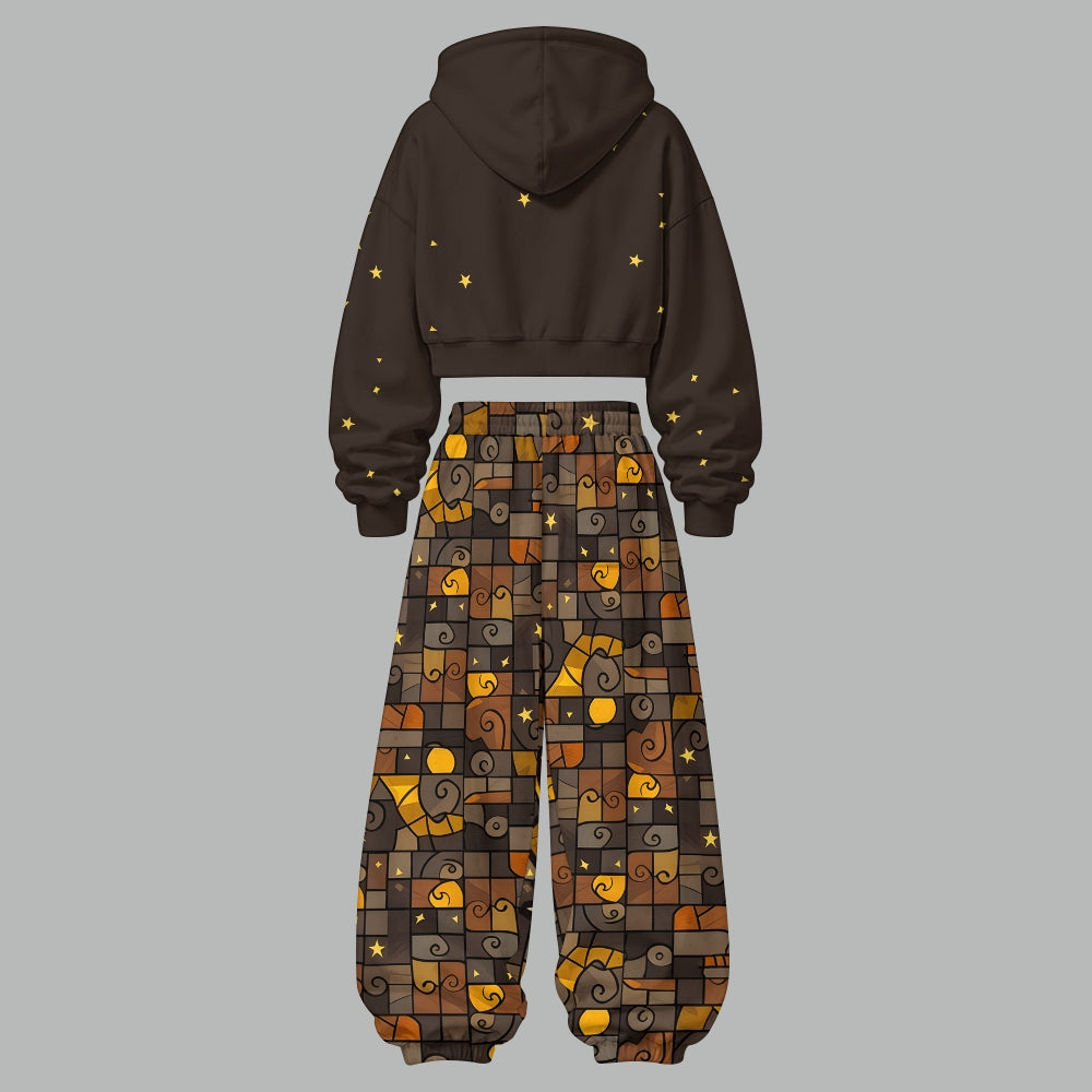 Pokémon Women's Cropped Long Sleeve Hoodie & High Waist Jogger Pants Two Piece Tracksuit Set