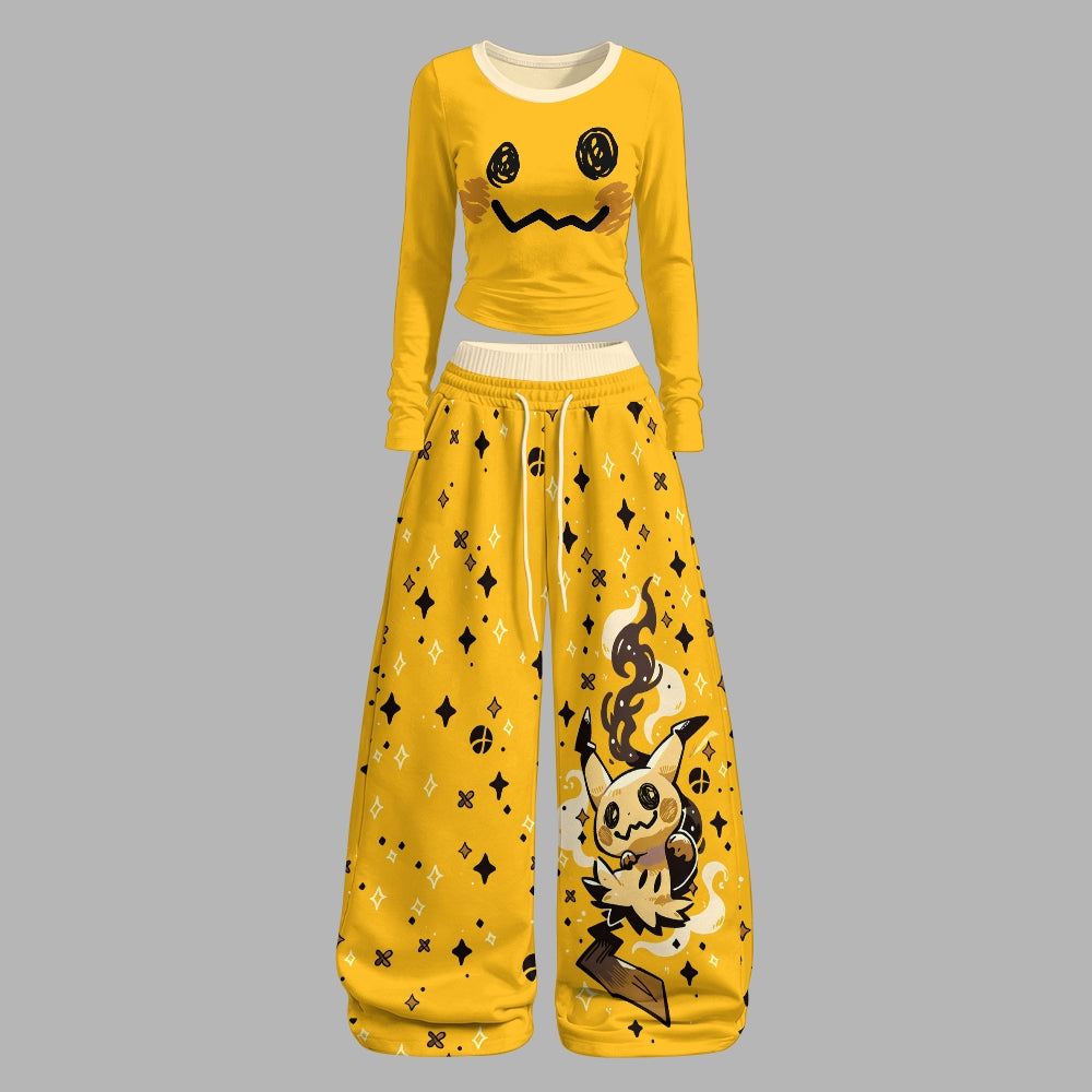 Pokémon Long-sleeved double-layer stretch pants set