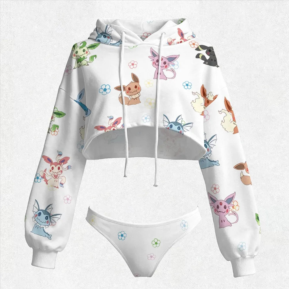 "Pokémon" Women's Cropped Hoodie & Thong Sets