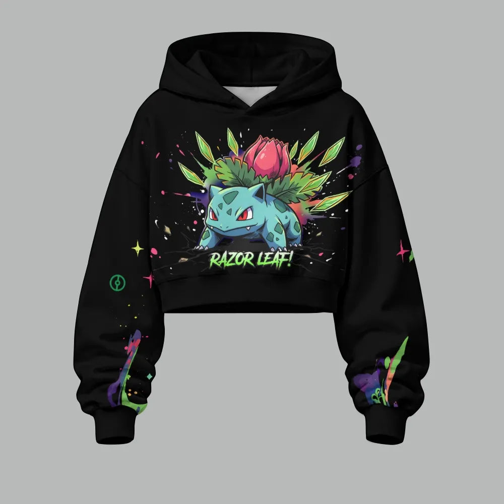 Pokémon Women's Cropped Long Sleeve Hoodie & High Waist Jogger Pants Two Piece Tracksuit Set