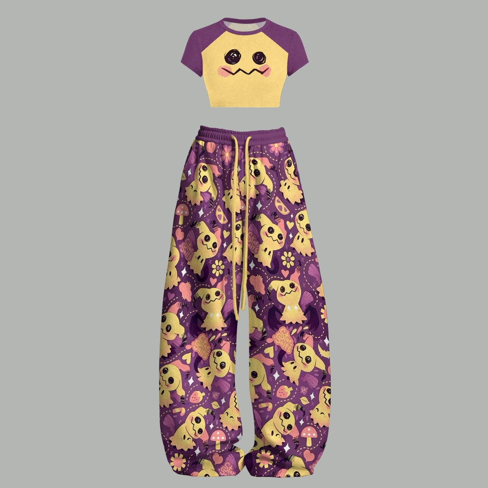 Pokémon Women's Crop Top and Elastic Waist Pants Set