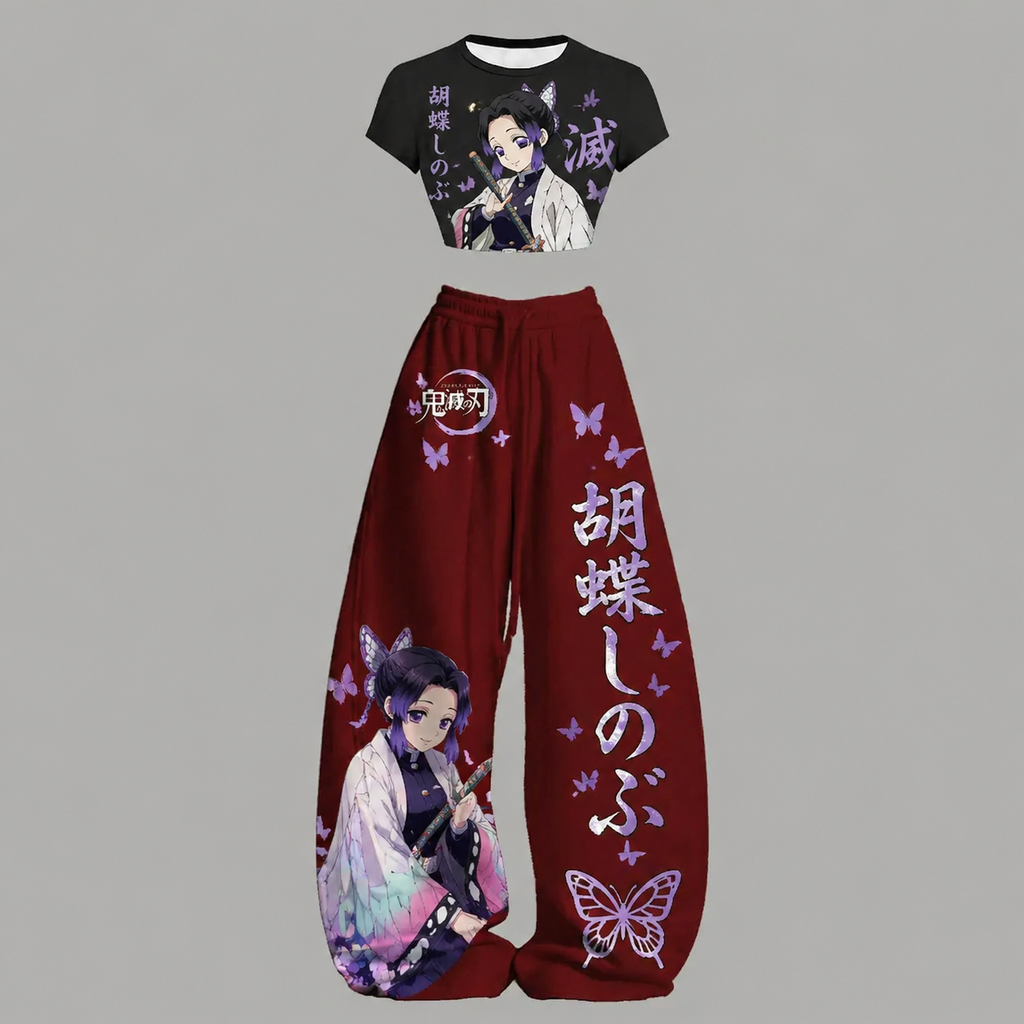 Animescollection Demon Slayer Top & Elasticated Trousers Two-Piece Set