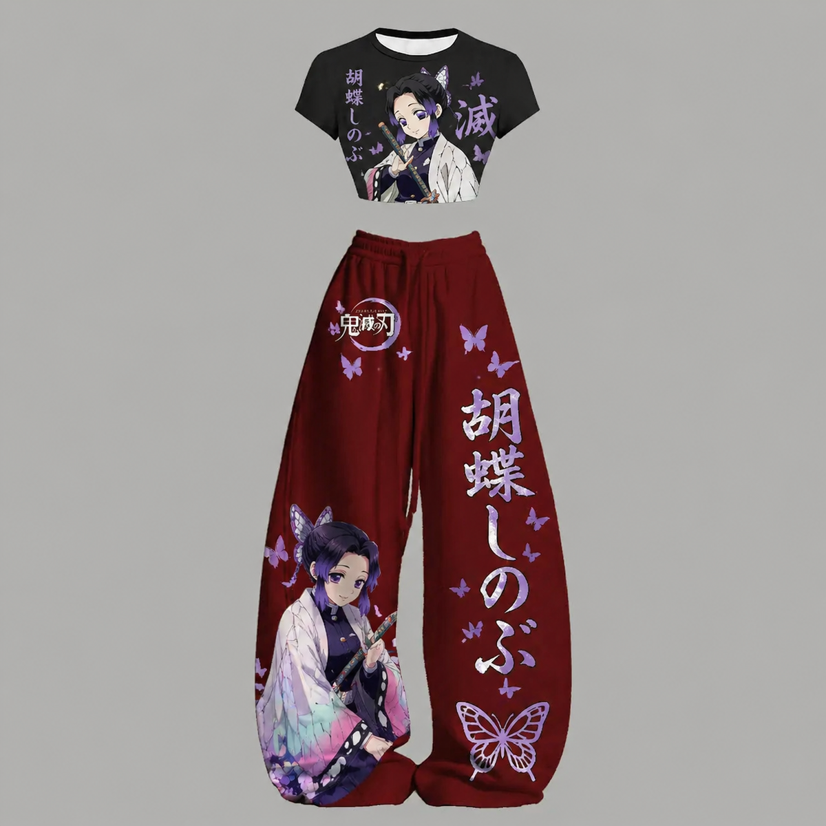 Animescollection Demon Slayer Top & Elasticated Trousers Two-Piece Set