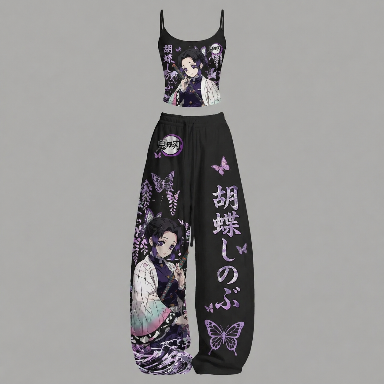 Animescollection Demon Slayer Top & Elasticated Trousers Two-Piece Set