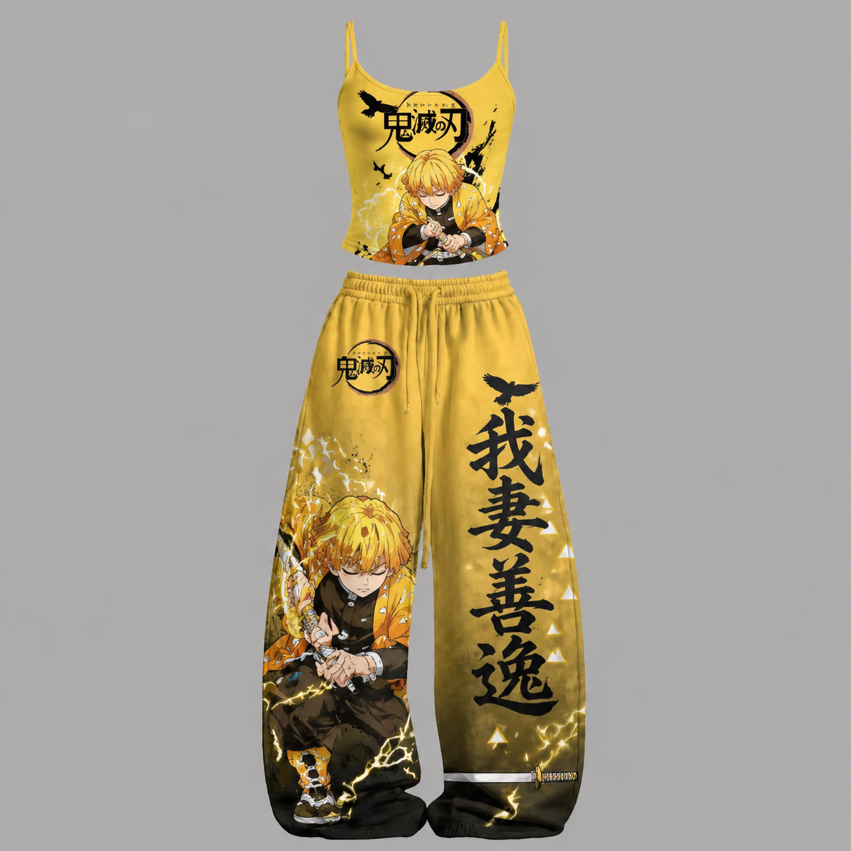 Animescollection Demon Slayer Top & Elasticated Trousers Two-Piece Set