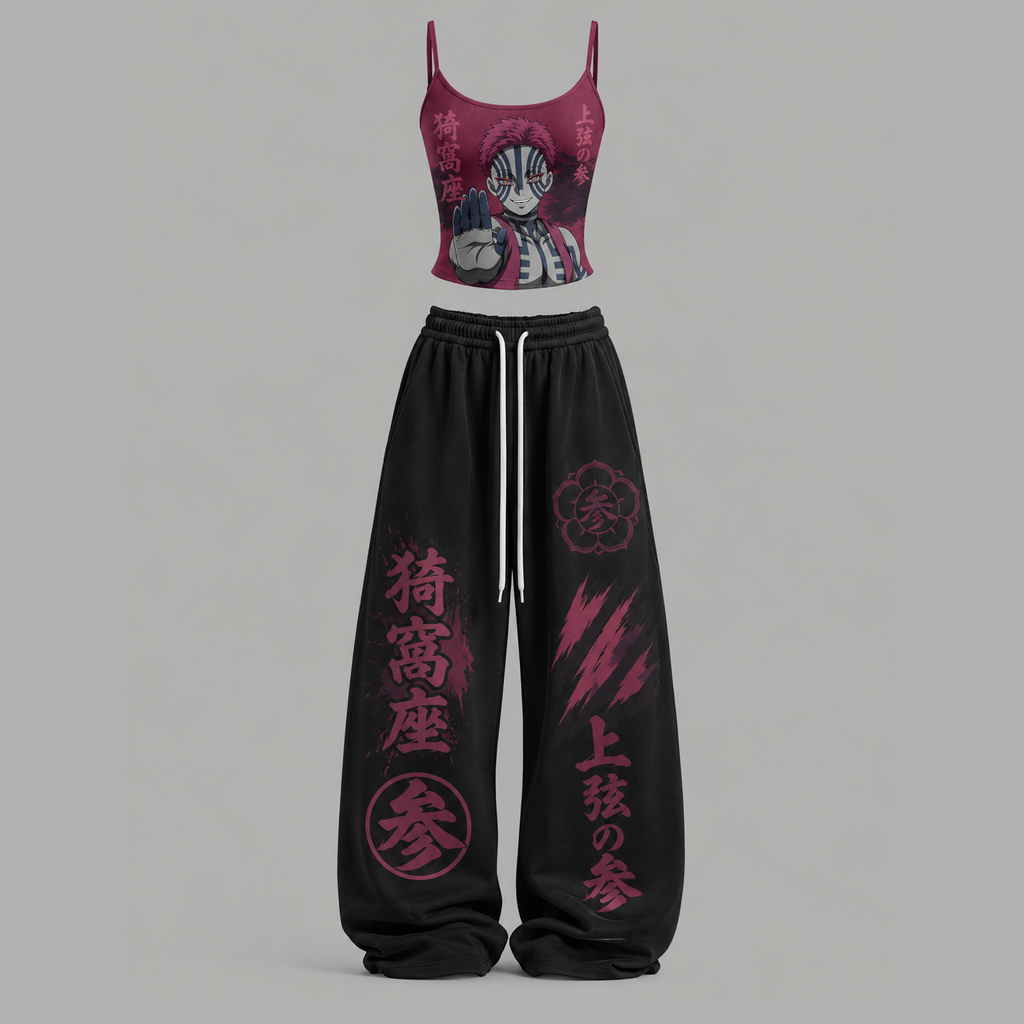Animescollection Demon Slayer Top & Elasticated Trousers Two-Piece Set