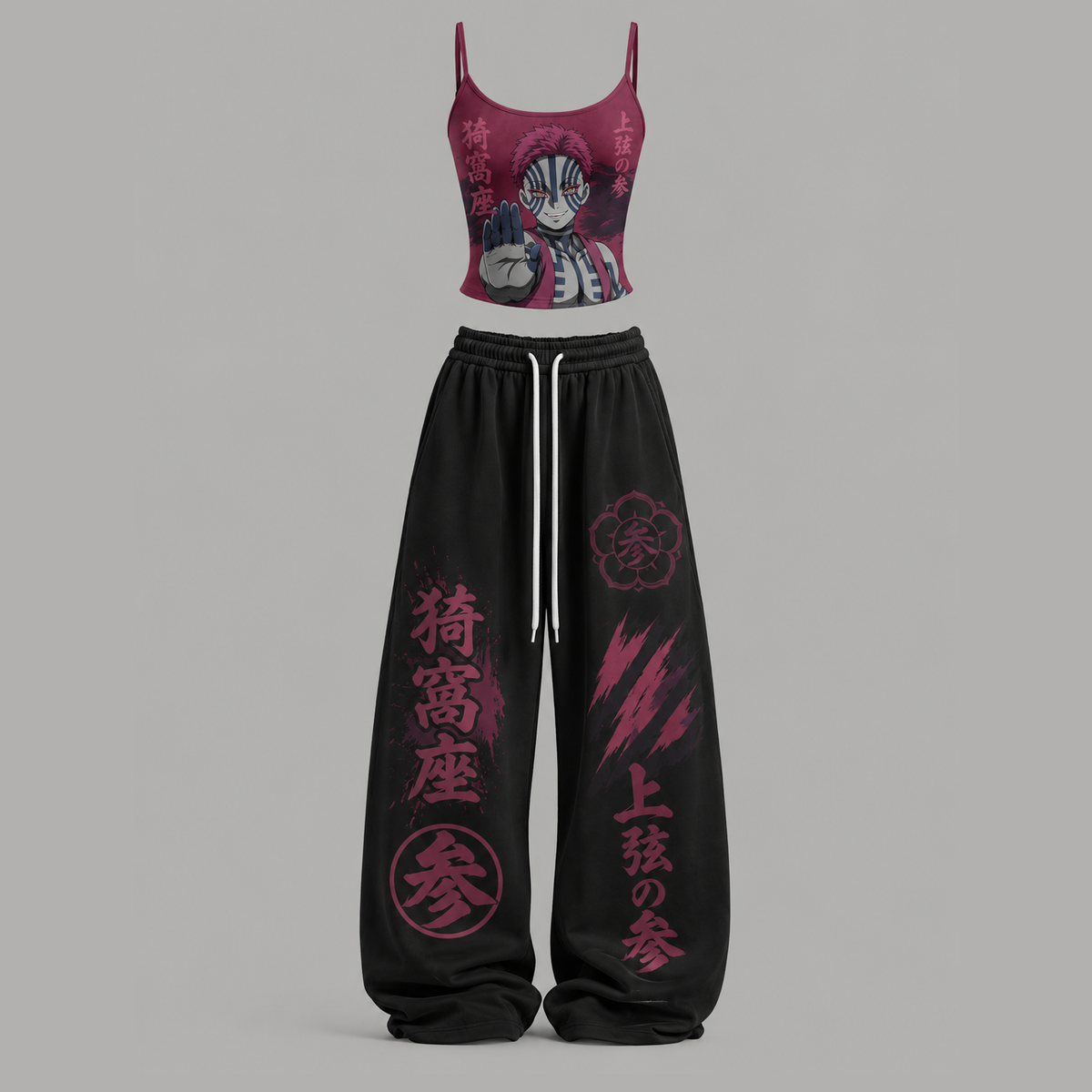 Animescollection Demon Slayer Top & Elasticated Trousers Two-Piece Set