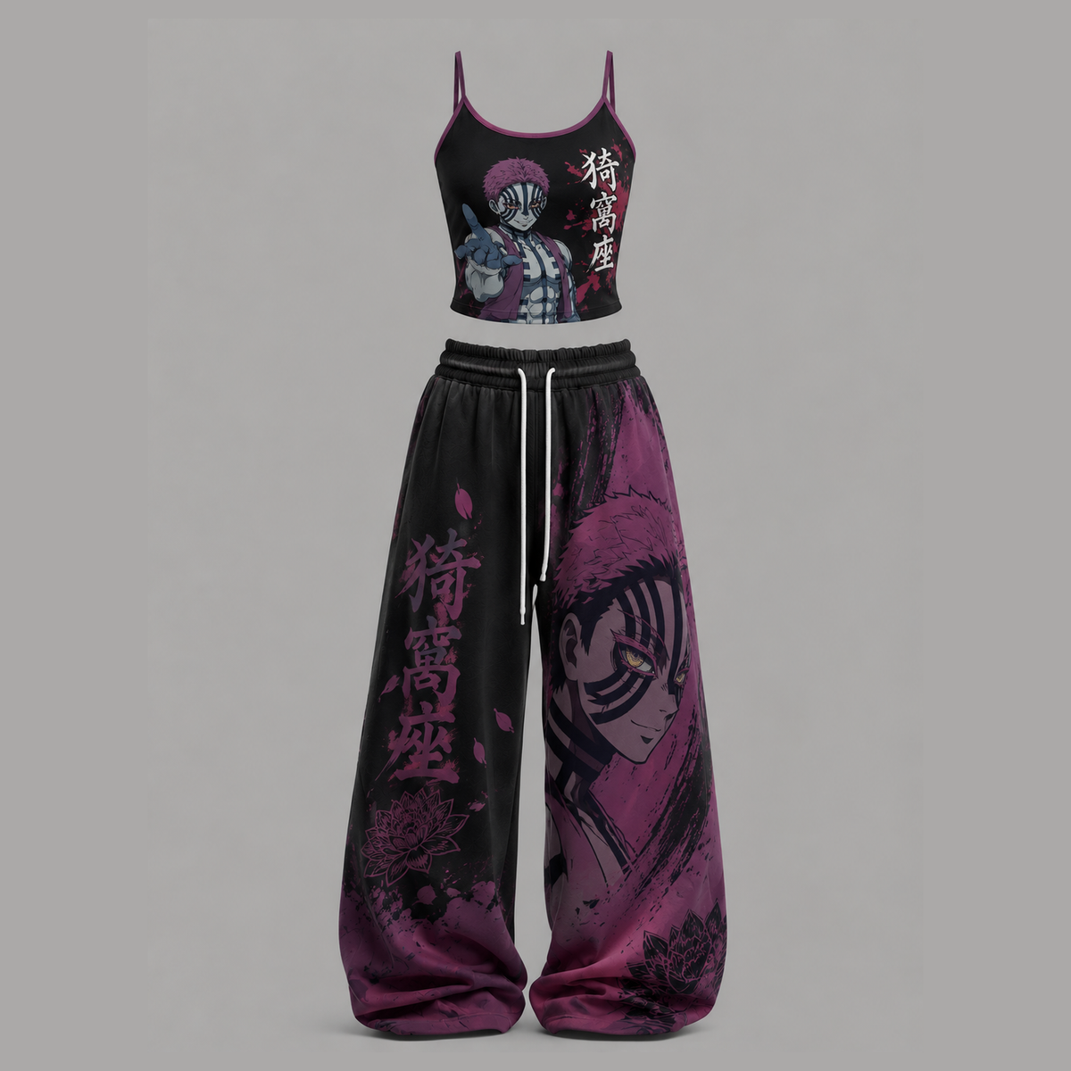 Animescollection Demon Slayer Top & Elasticated Trousers Two-Piece Set