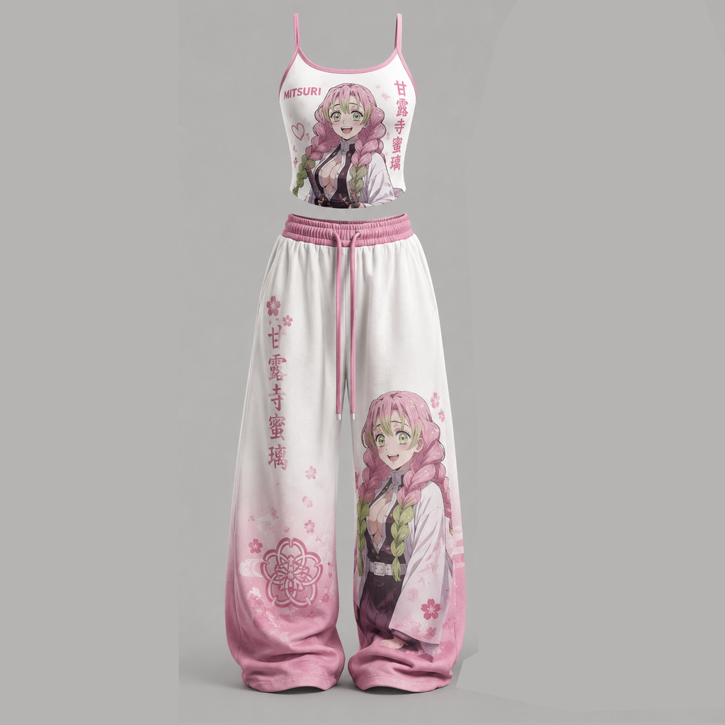 Animescollection Demon Slayer Top & Elasticated Trousers Two-Piece Set