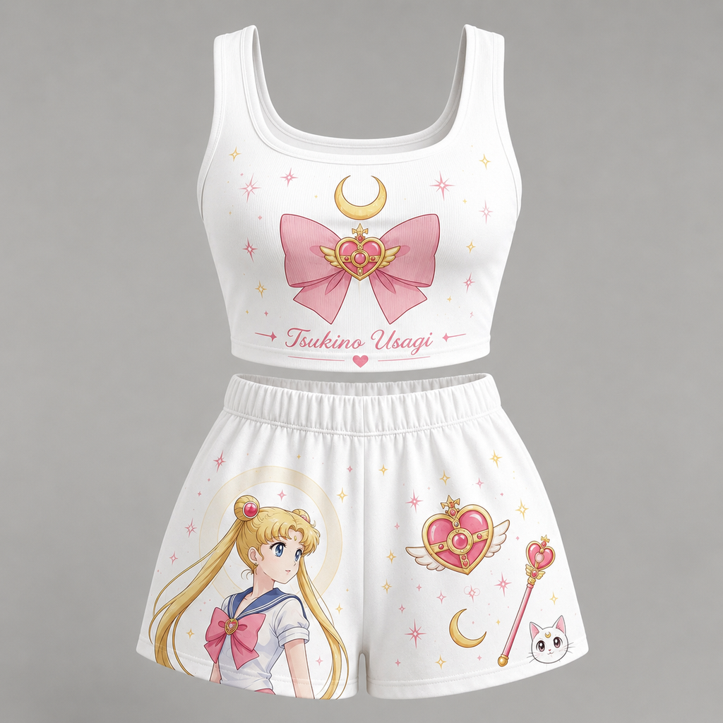 Animescollection Sailor Moon Vest and shorts Two-Piece Set