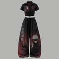Jujutsu Kaisen Drawstring Short Sleeve Top & Long Pants Two-Piece Set