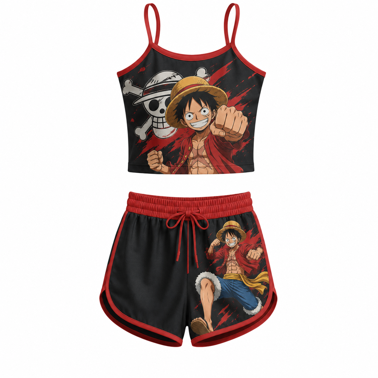 One Piece Anime Shorts and Crop Top Set