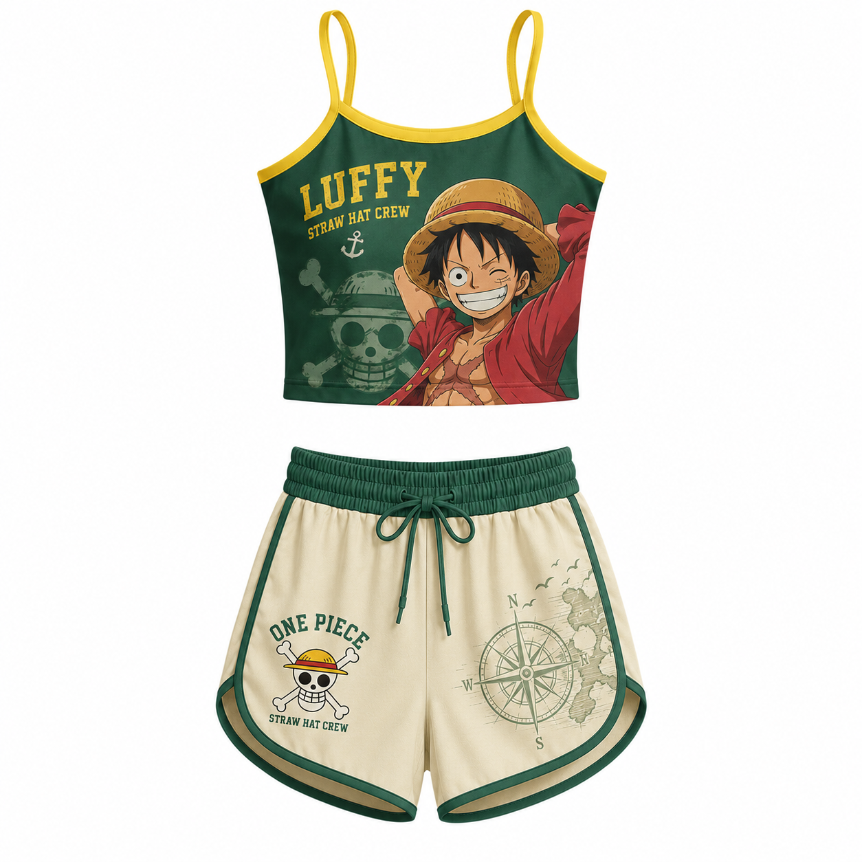 One Piece Anime Shorts and Crop Top Set
