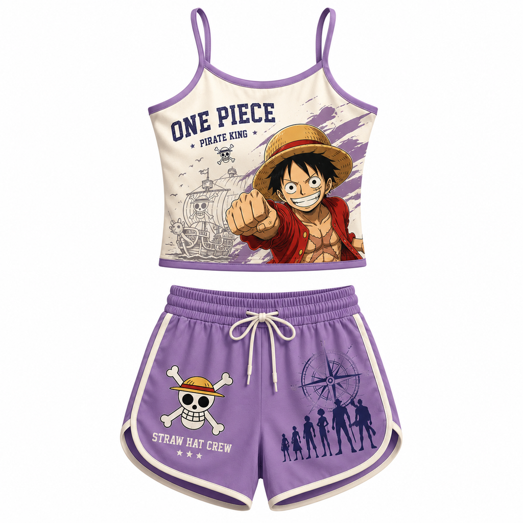 One Piece Anime Shorts and Crop Top Set